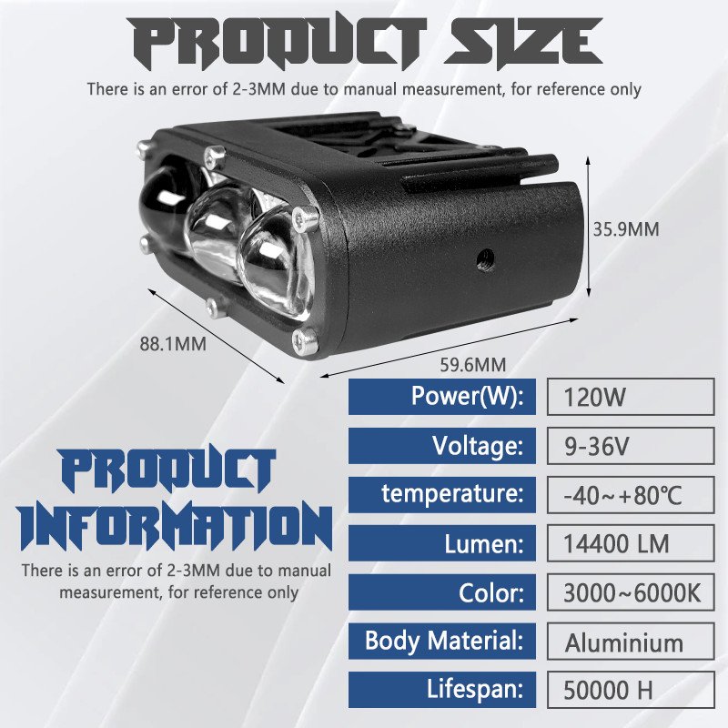 Vintage Car Spotlight Led Truck Mini Assistance Driving Light /120W - Image 2