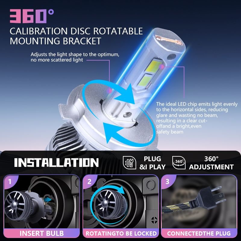 Led Headlamp Bulbs H7 H4 9004 9005 9006 Led Light Bulb with APP control/320W - Image 6