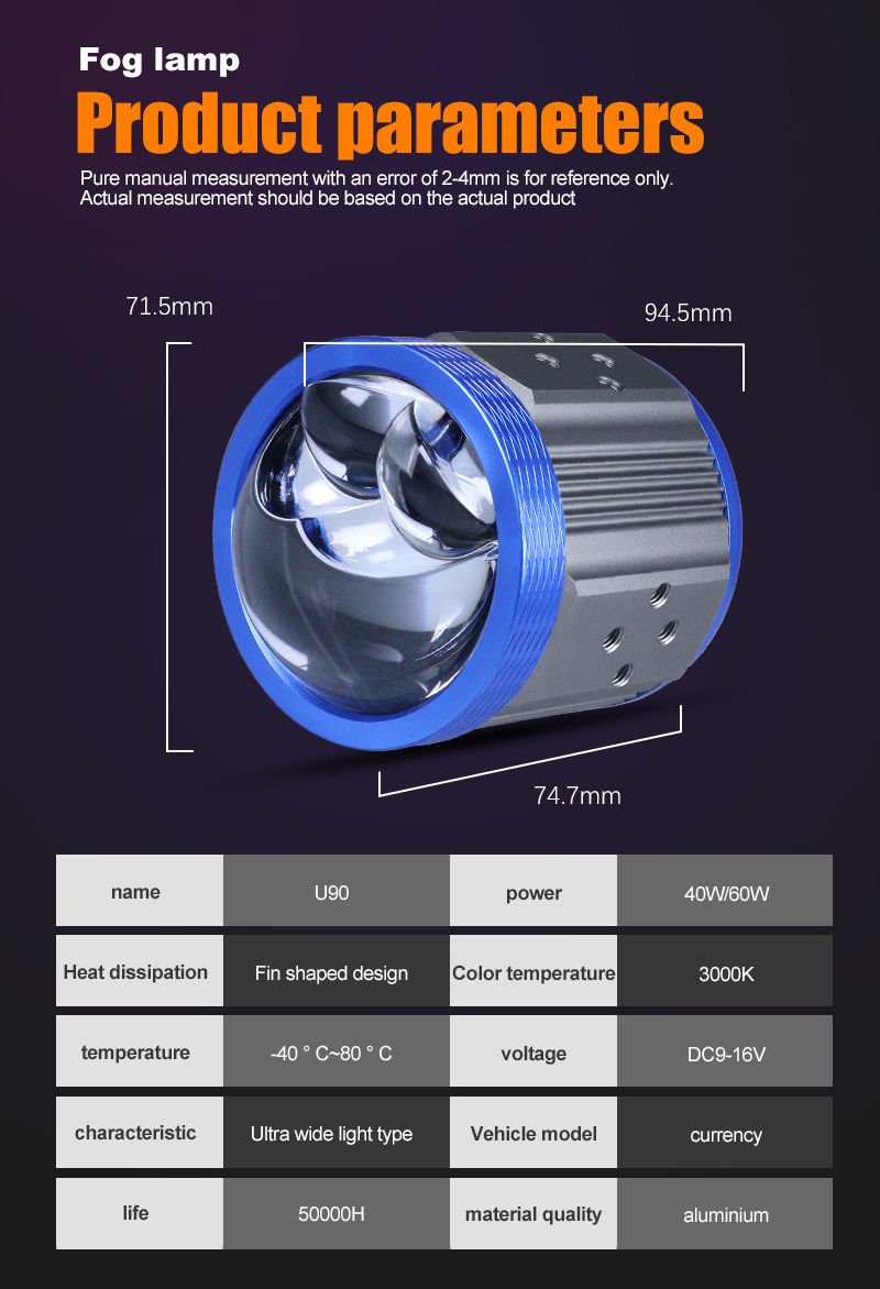 3 Inch LED Fog Lamp Projector Headlight Hi Low Beam Laser Bi Led/120W - Image 2