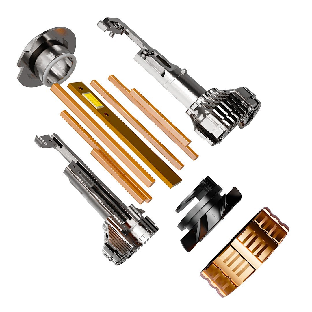 6 Copper Heat Pipes Car Led Light Headlamp Bulb
